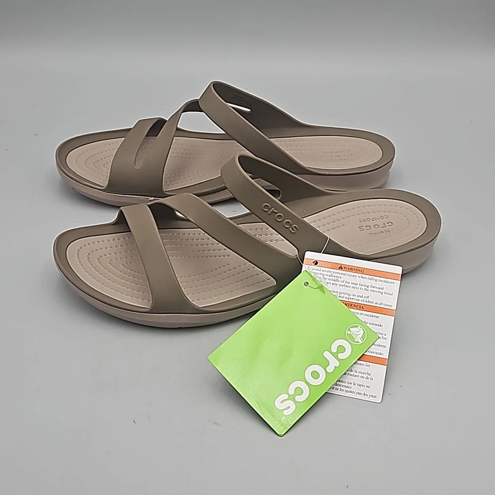 CROCS Women’s Swiftwater Sandal in taupe Comfort Sandals Women 11 walnut